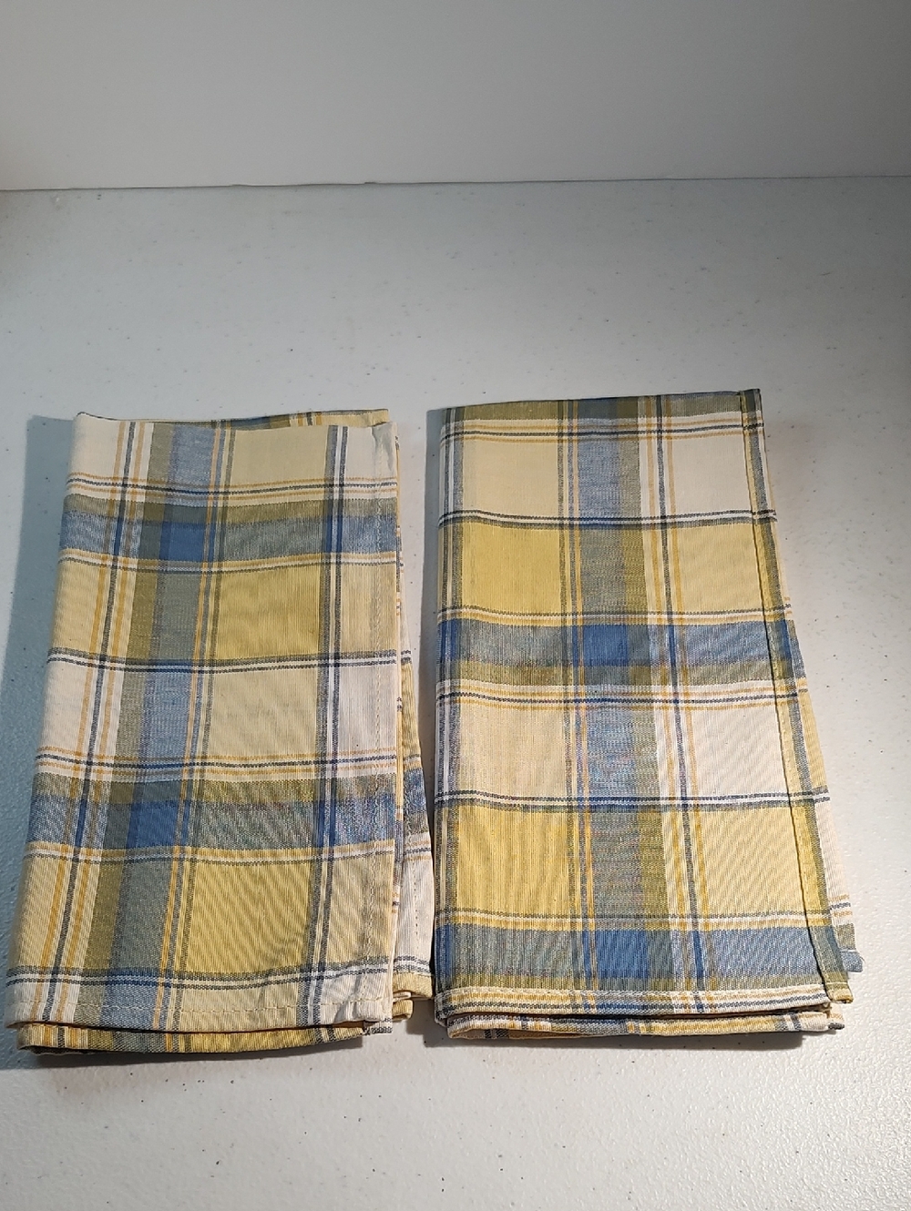 2 Longaberger Napkins in Cornflower Plaid Fabric